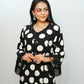 Bling Fabrics Cord Set for Women Stylish Round Pattern Black And White Poly Rayon - Resham Lace 2- 04
