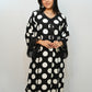 Bling Fabrics Cord Set for Women Stylish Round Pattern Black And White Poly Rayon - Resham Lace 2- 04