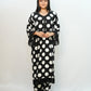 Bling Fabrics Cord Set for Women Stylish Round Pattern Black And White Poly Rayon - Resham Lace 2- 04