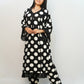 Bling Fabrics Cord Set for Women Stylish Round Pattern Black And White Poly Rayon - Resham Lace 2- 04