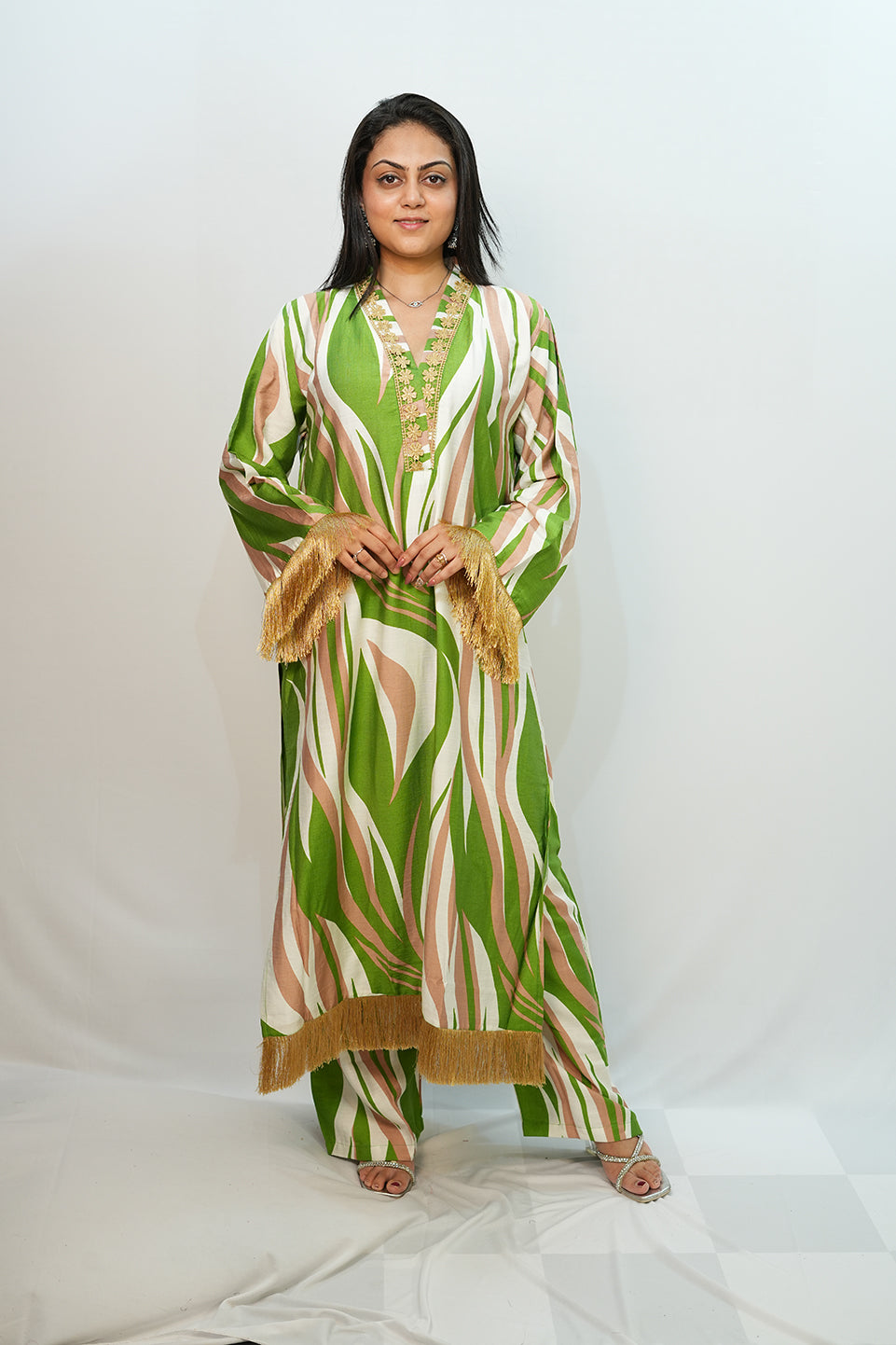 Bling Fabrics Cord Set for Women Stylish Multicolour Poly -  Rayon Resham Lace 1- 01