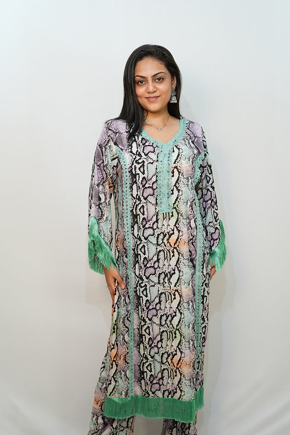 Bling Fabrics Cord Set for Women Stylish Snake Pattern Poly Rayon - Resham Lace 2- 03