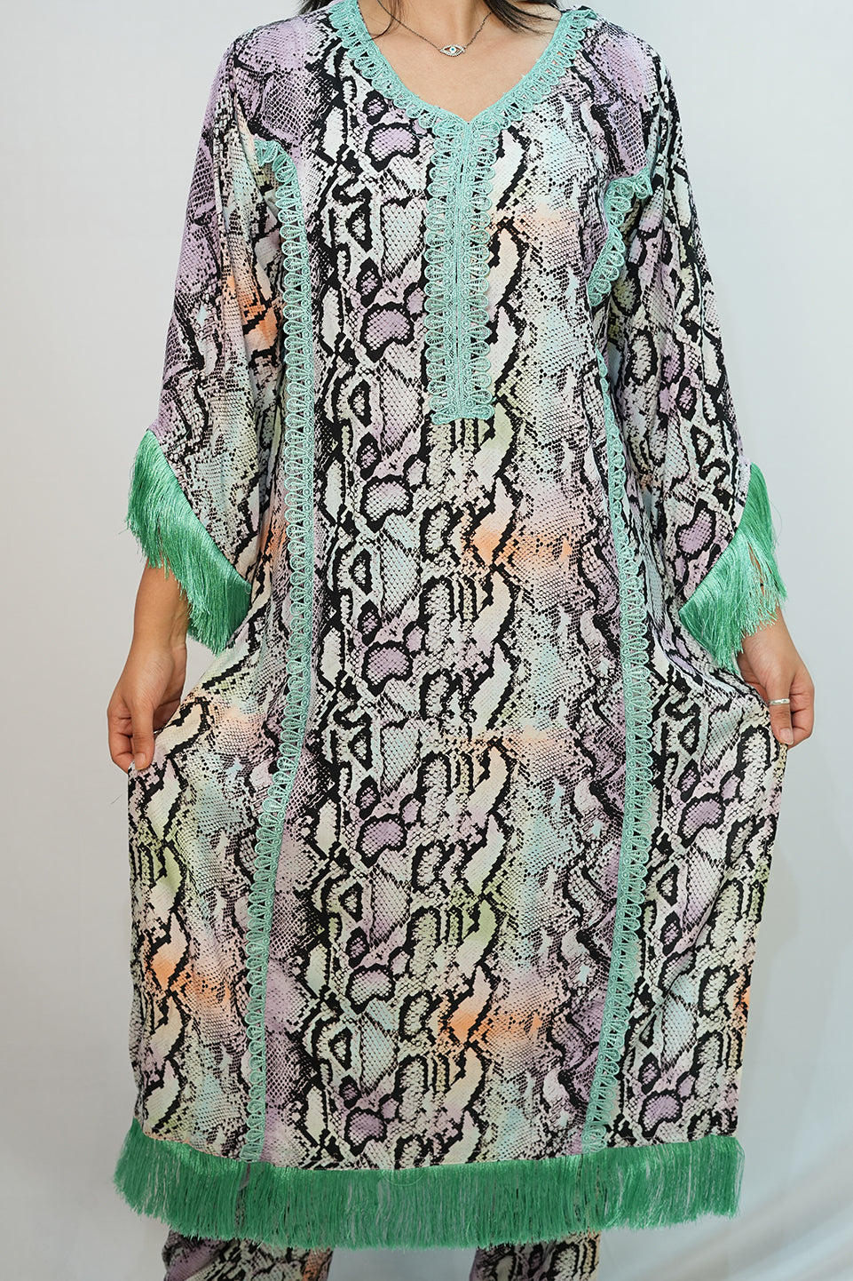 Bling Fabrics Cord Set for Women Stylish Snake Pattern Poly Rayon - Resham Lace 2- 03