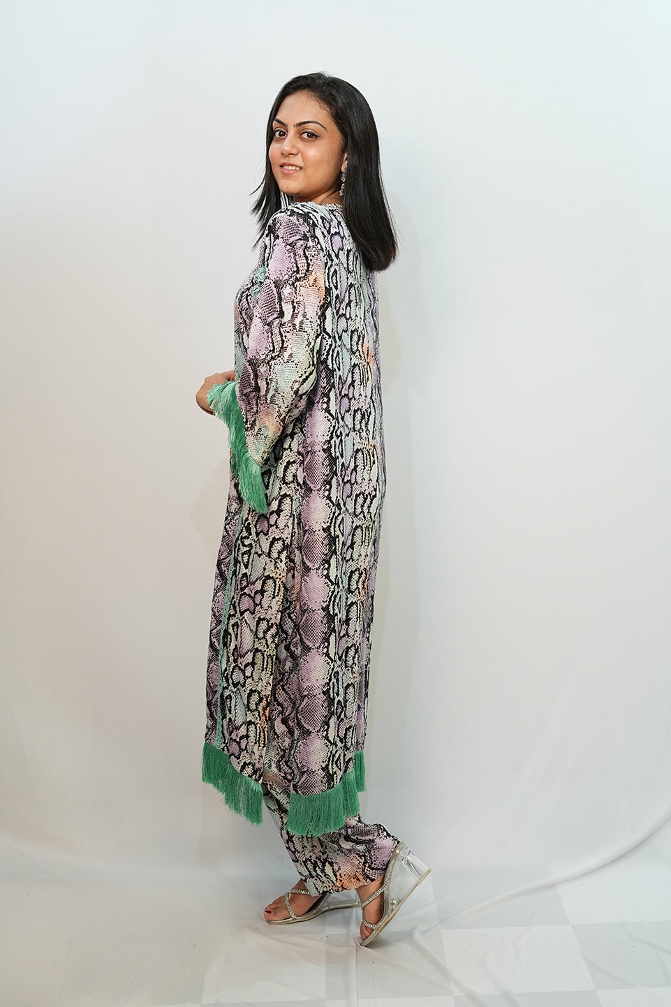 Bling Fabrics Cord Set for Women Stylish Snake Pattern Poly Rayon - Resham Lace 2- 03