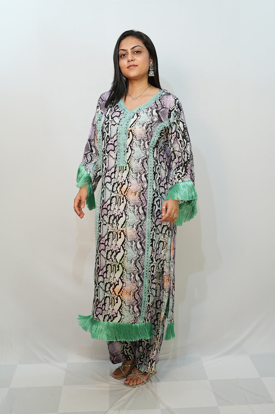 Bling Fabrics Cord Set for Women Stylish Snake Pattern Poly Rayon - Resham Lace 2- 03