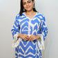 Bling Fabrics Cord Set for Women Stylish ZigZag Pattern Sky Blue And White Poly Rayon - Resham Lace 2- 02