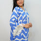 Bling Fabrics Cord Set for Women Stylish ZigZag Pattern Sky Blue And White Poly Rayon - Resham Lace 2- 02