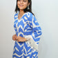Bling Fabrics Cord Set for Women Stylish ZigZag Pattern Sky Blue And White Poly Rayon - Resham Lace 2- 02
