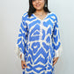 Bling Fabrics Cord Set for Women Stylish ZigZag Pattern Sky Blue And White Poly Rayon - Resham Lace 2- 02