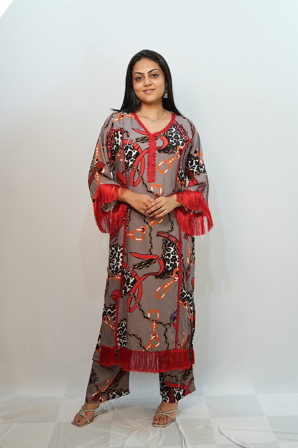 Bling Fabrics Cord Set for Women Stylish Multicolour Poly Rayon - Resham Lace 2- 01