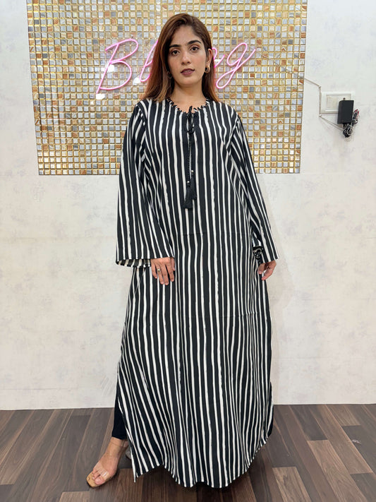 Black Striped One piece dress