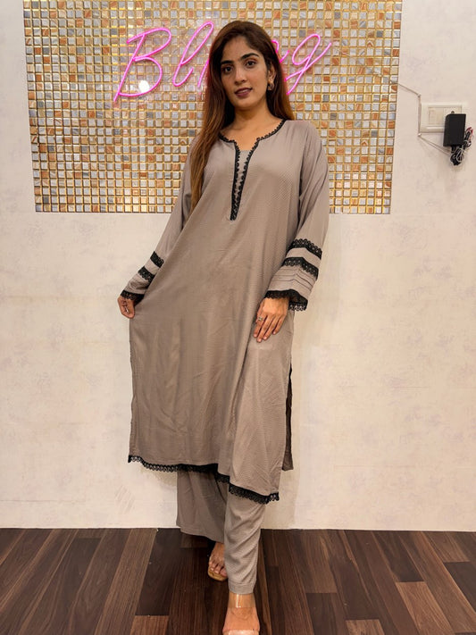 Stone Grey Noir Lace Set