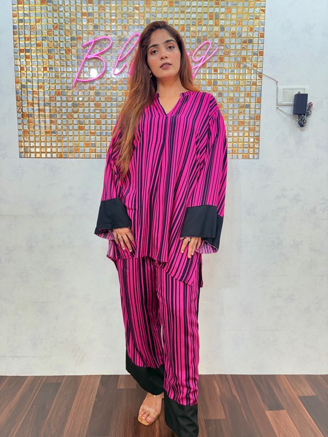 Black Cluff Magenta Stripe Co-Ord Set