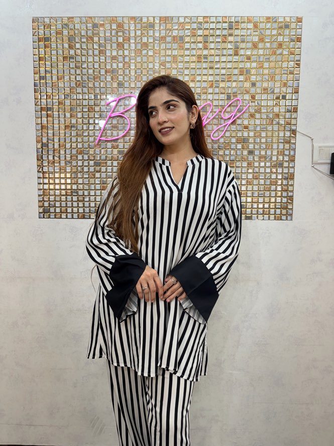 Black Cluff Monochrome Stripe Co-Ord Set
