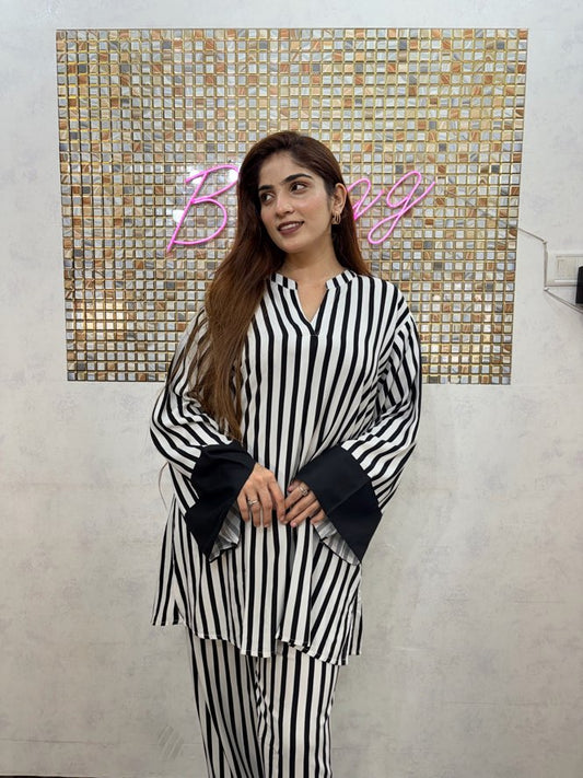 Black Cluff Monochrome Stripe Co-Ord Set
