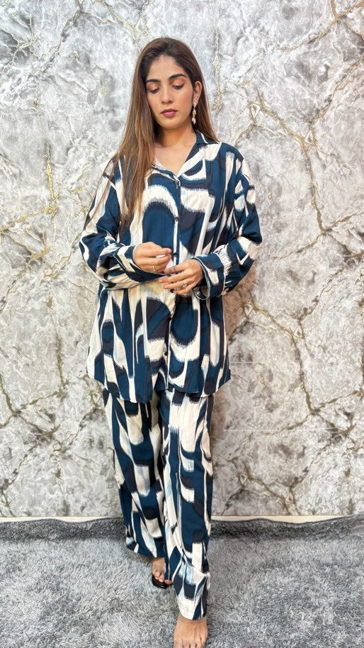 brazzer collar night Wave Co-Ord Set