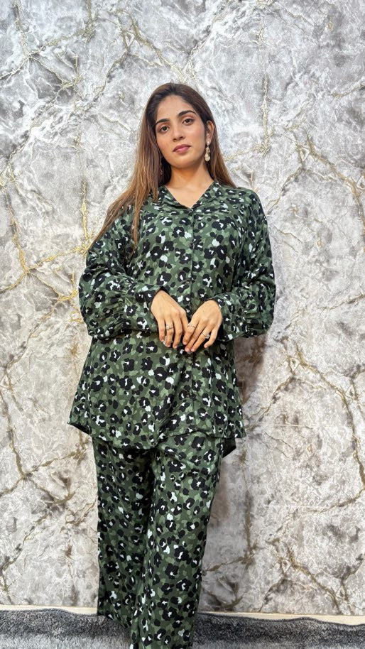 Brazzer collar Olive Camo Chic Co-Ord Set