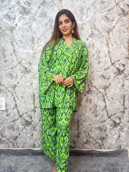 Brazzer Collar Neon Ikat Co-Ord Set